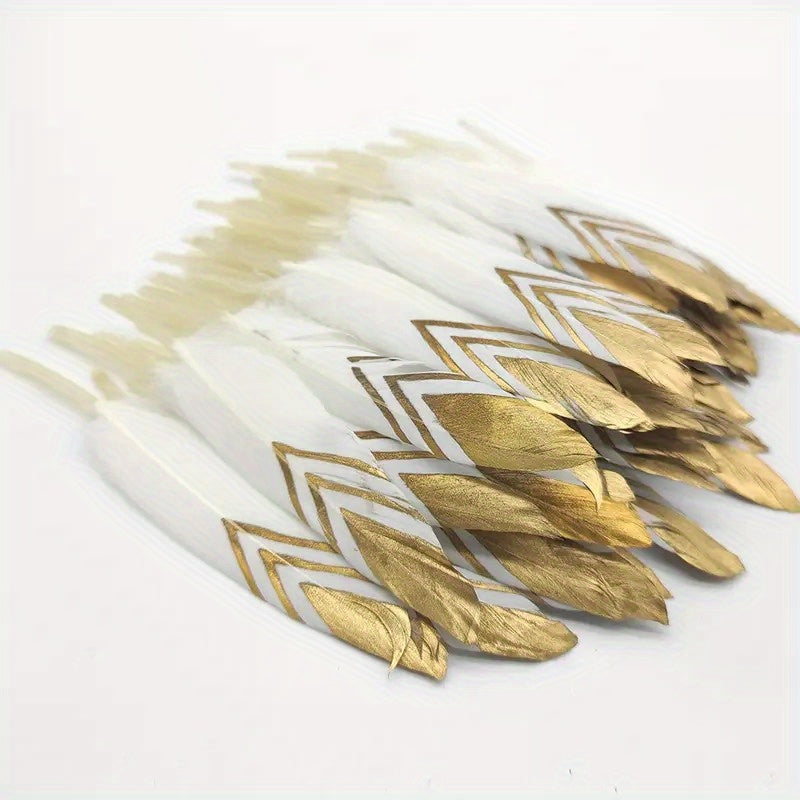 Set of 20 Bohemian Natural Golden Duck Feathers for Crafting Jewelry and Home Decor 11.94-17.78 cm