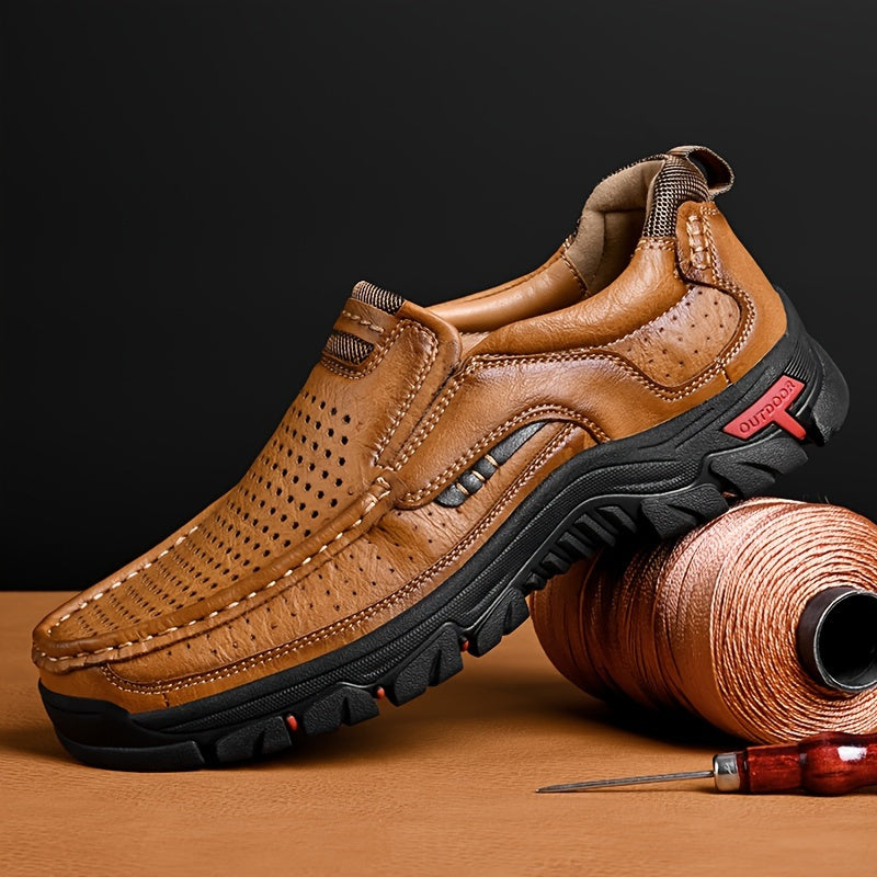 Plus Size Men Loafers Vintage Slip-On Casual Rubber Sole Breathable Solid Color