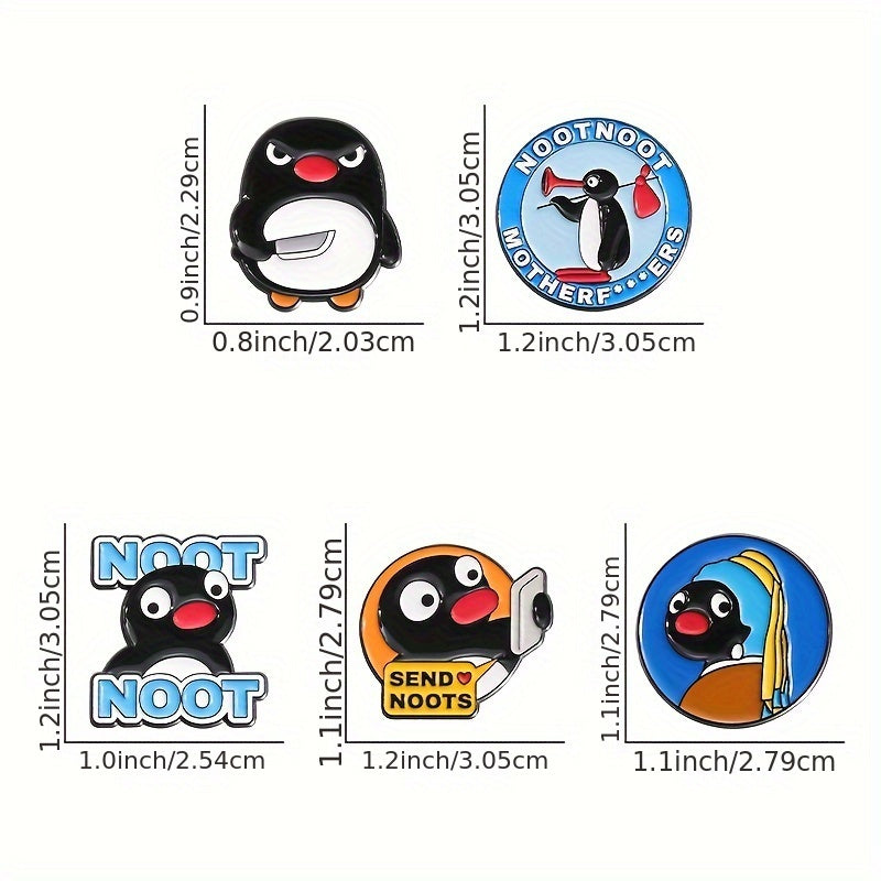 Set of 5 Penguin Enamel Pins Cute Animal Brooch Badges for Clothing and Backpacks