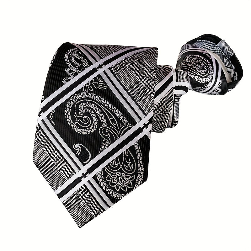 Men's Paisley Polyester Zipper Tie with Easy Pull Design in Spot Supply