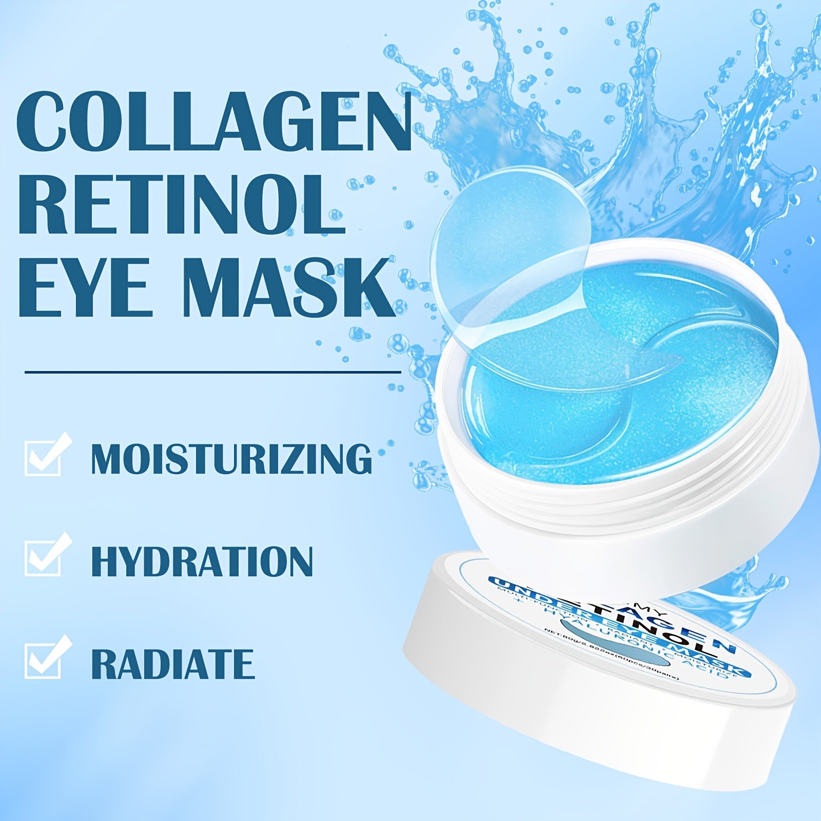 60pcs Collagen Retinol Hydrogel Eye Masks for Moisturizing Firming and Smoothing