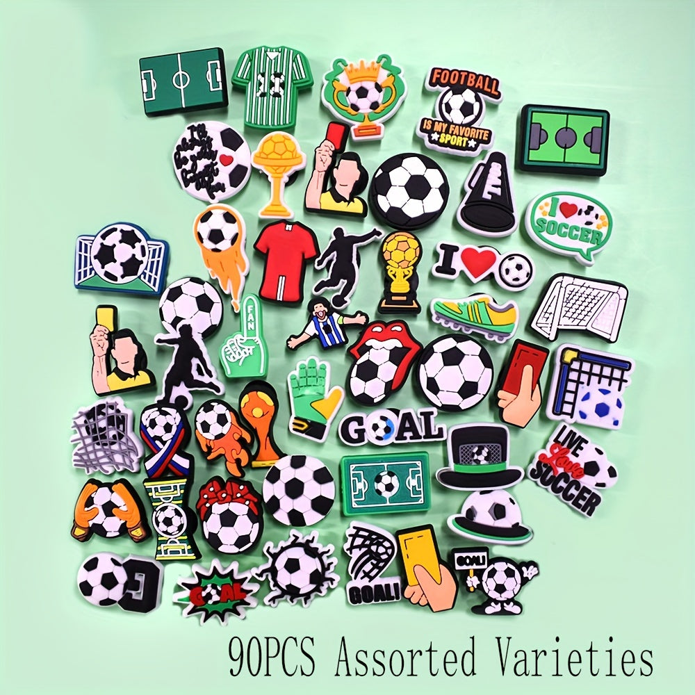 Kids Soccer Shoe Charms Set Soft PVC Sports Jersey Sandal Decorations 30/50/90pcs