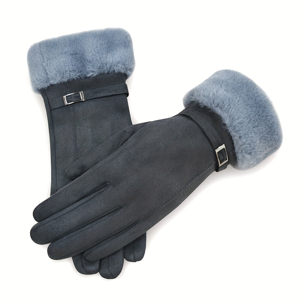 Women's Touchscreen Winter Gloves Suede with Plush Lining Elastic Fit Multiple Colors
