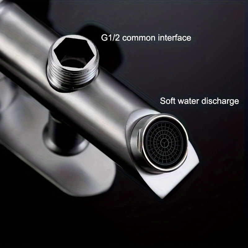 304 Stainless Steel Shower Faucet with Two-Way Water Mixing Valve Wall Mount Bathtub