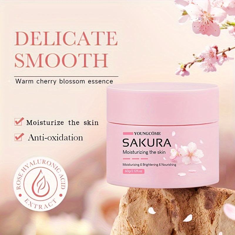 30/60g Sakura Essence Yuz Kremi, terining elastikligini oshiradi, terini mustahkamlaydi, tez so‘riladi, yog‘siz, terini namlaydi va silliqlashtiradi, barcha teri turlari uchun mos, o‘simlik Squalane ni o‘z ichiga oladi.