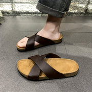 Erkaklar uchun ichki va tashqi foydalanish uchun zamonaviy ochiq barmoqli uy poyabzallari.