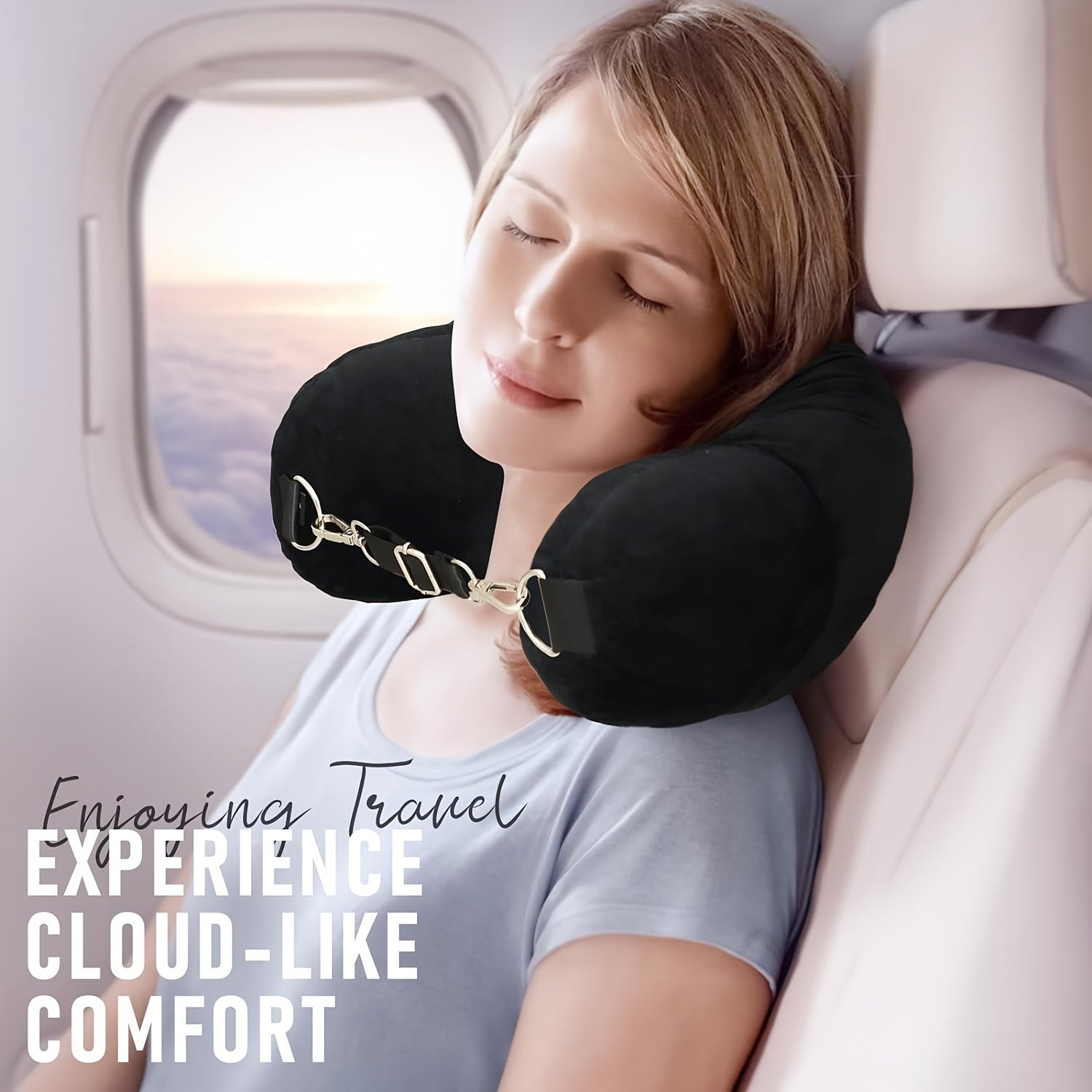 Lightweight Soft U-Shaped Travel Pillow with Adjustable Support and Washable Cover