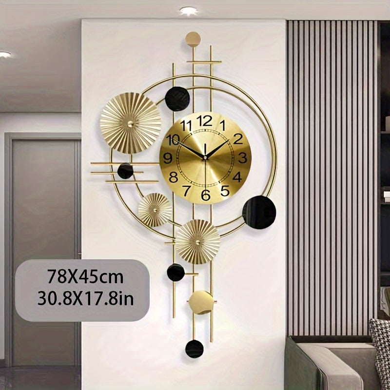 Nordic-Style Iron Wall Clock with Digital Display, Large Numbers, Geometric Design