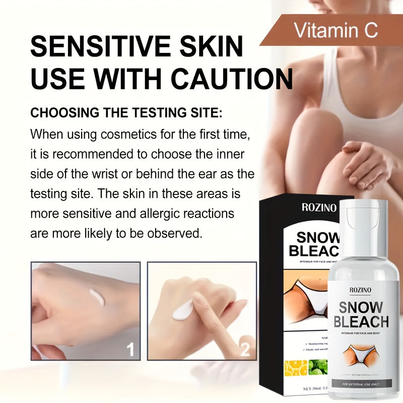 Snow Bleach Cream for Private Areas and Body 1.01 oz Hypoallergenic Skin Lightener Moisturizer