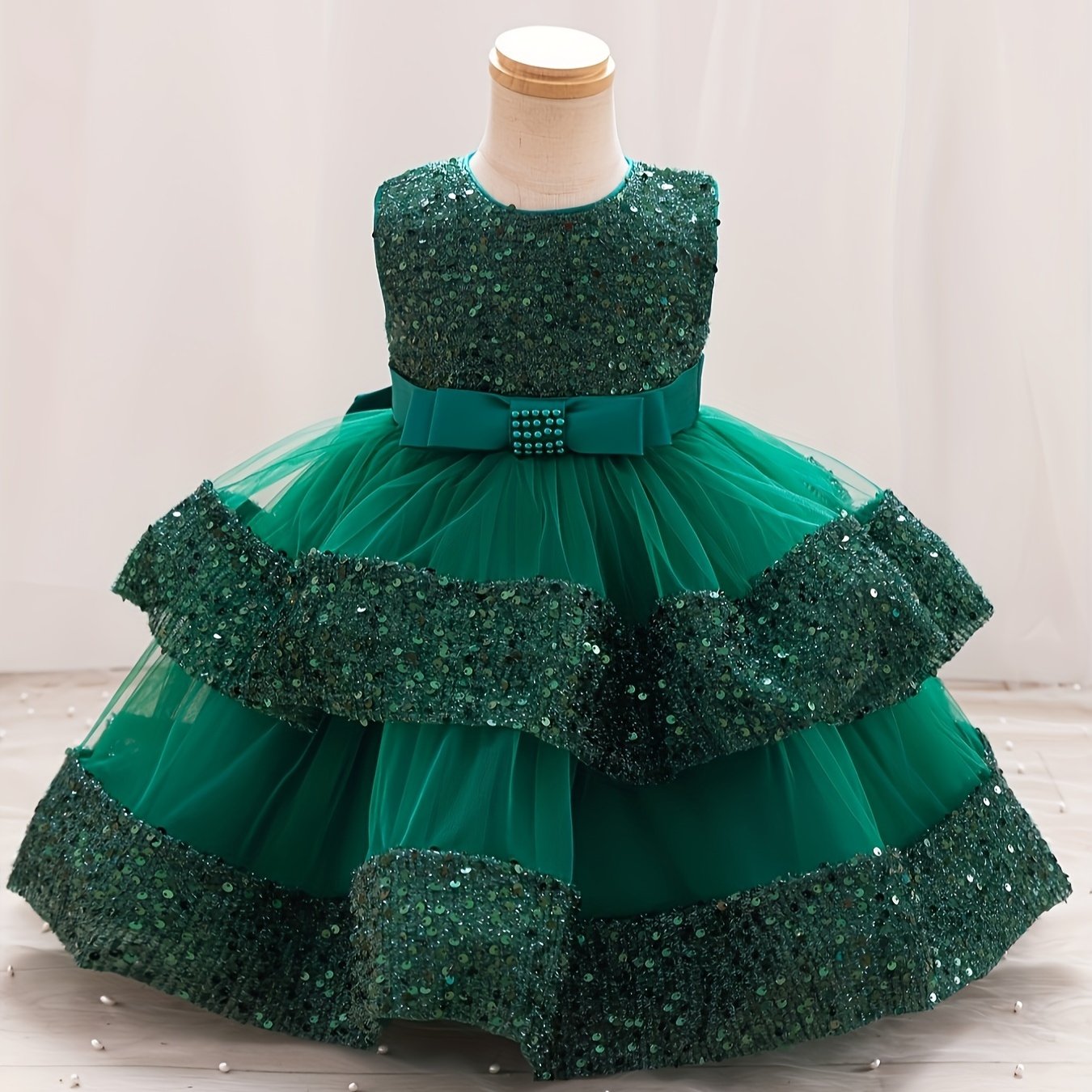 Girls Summer Formal Sequin Princess Skirt Dress for One-Year-Old Baby