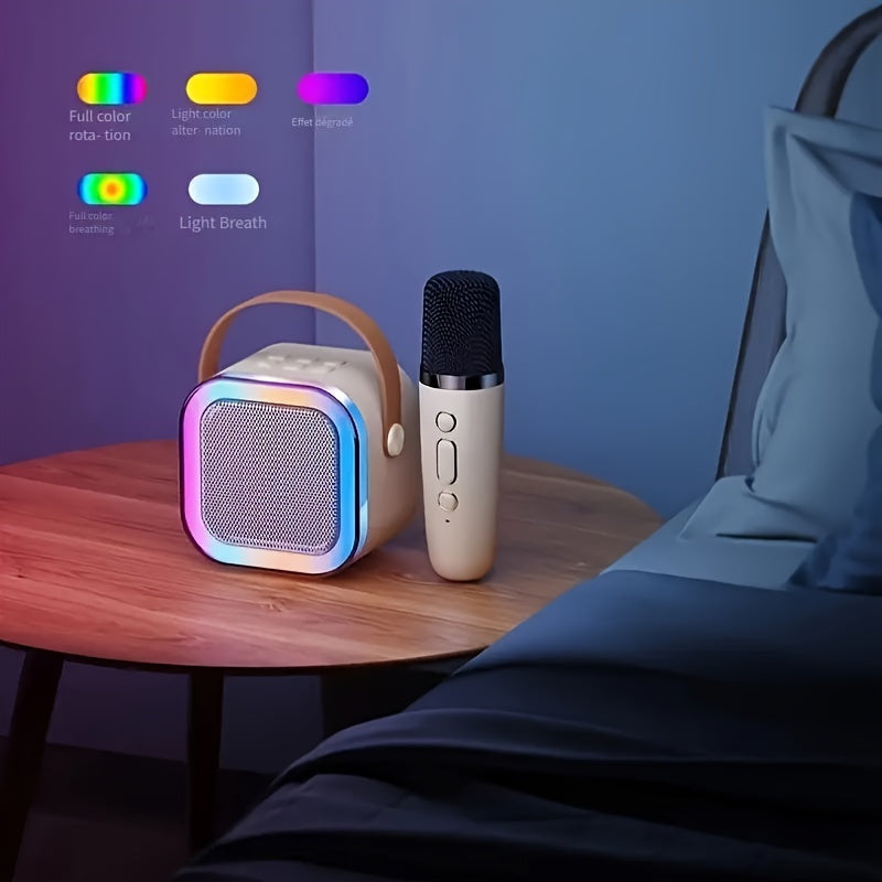Wireless Karaoke Speaker with Microphones and Dynamic Lights for Home and Outdoor Use