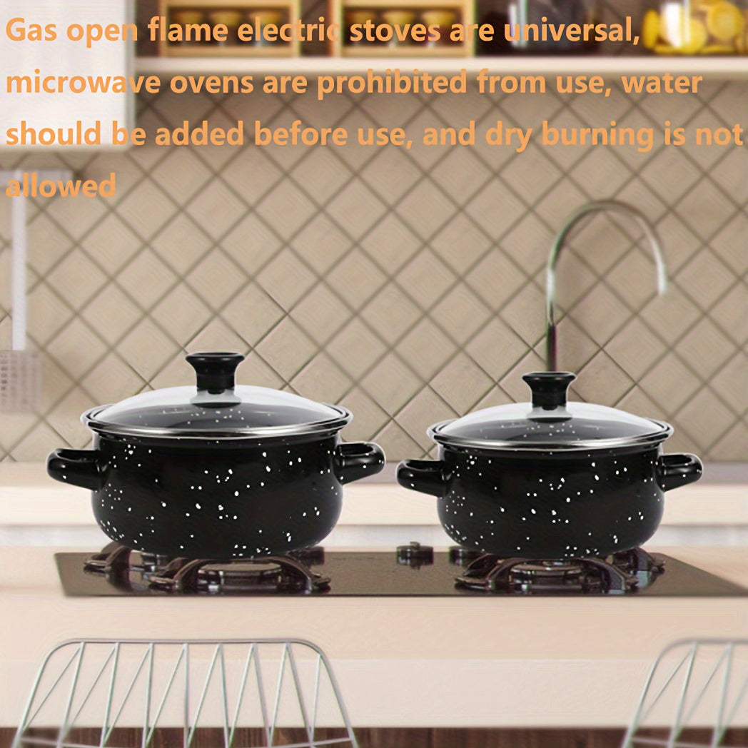 Enamel Cookware Set 5-Piece Lightweight Pots for Soup Stew Gas Electric Kitchen
