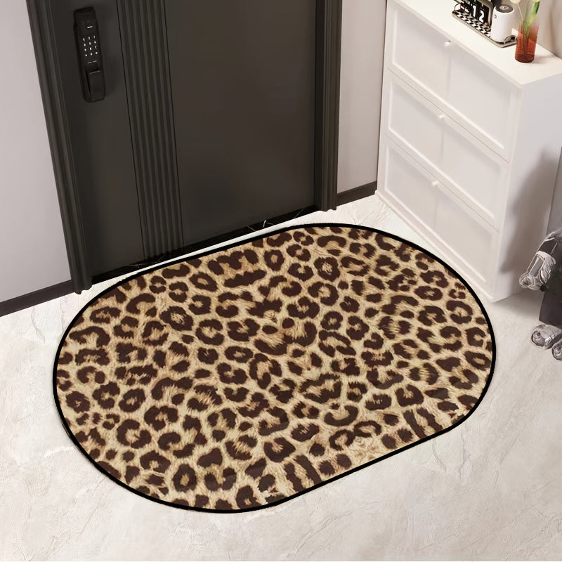 Absorbent Polyester Floor Mat for RV Bathroom Kitchen Bedroom Leopard Print