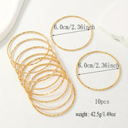 Set of 10 Gold Plated Copper Bangle Bracelets for Women Wedding Jewelry Elegant Gift