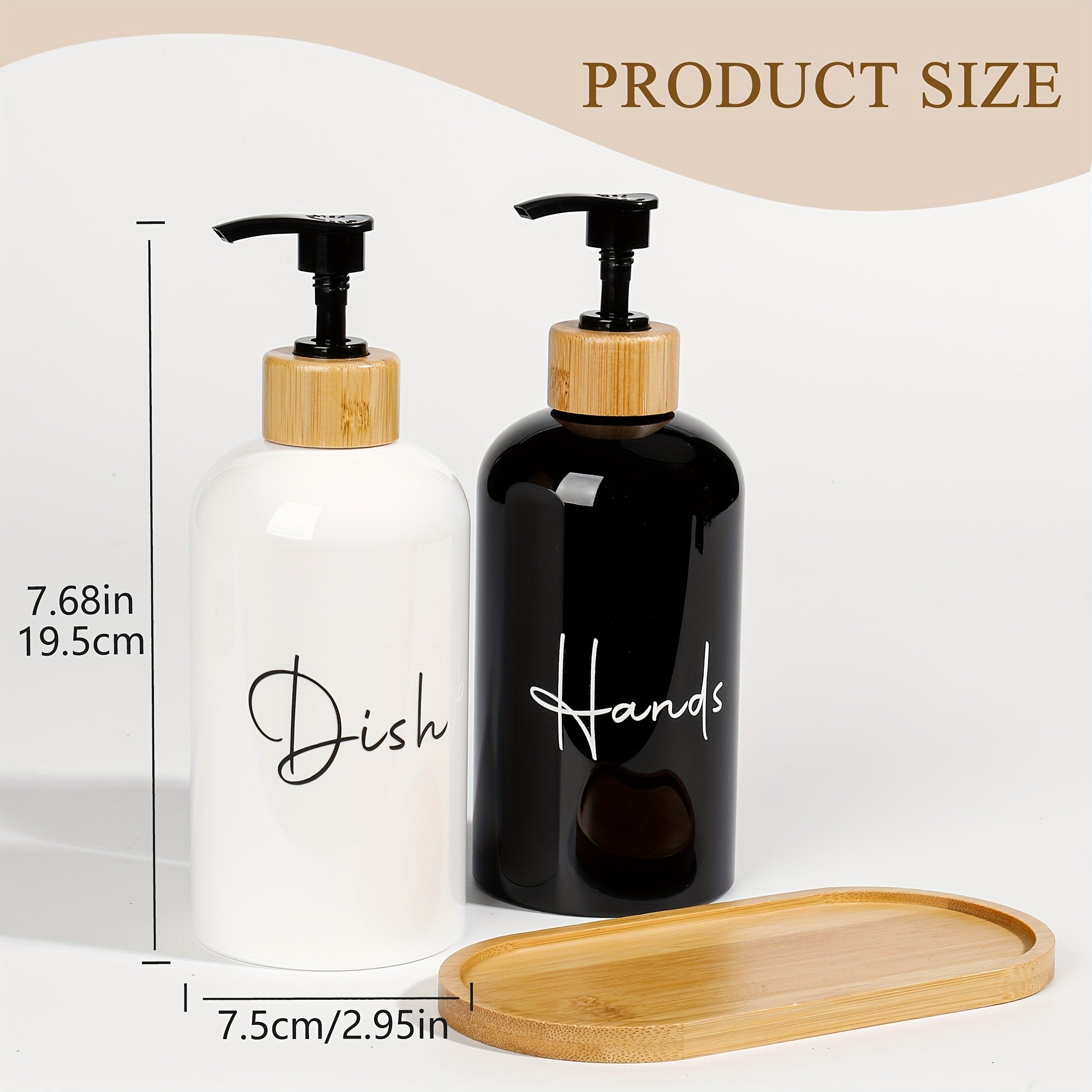 Pair of 500ml Letter Graphic Soap Dispensers Black and White Kitchen Bathroom Leak-Proof Refillable