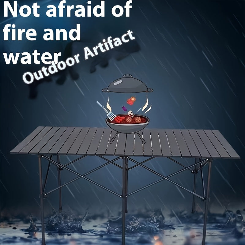 Portable Folding Camping Table with Adjustable Height and Metal Legs