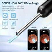 1080P HD Wireless Ear Wax Removal Kit with 6 Silicone Tips and 360° Panoramic View