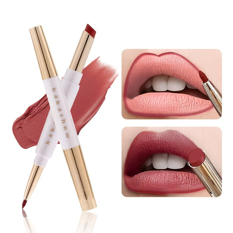 Женский долговечный двухсторонний неприлипающийся матовый помадно-карандаш для губ водостойкий