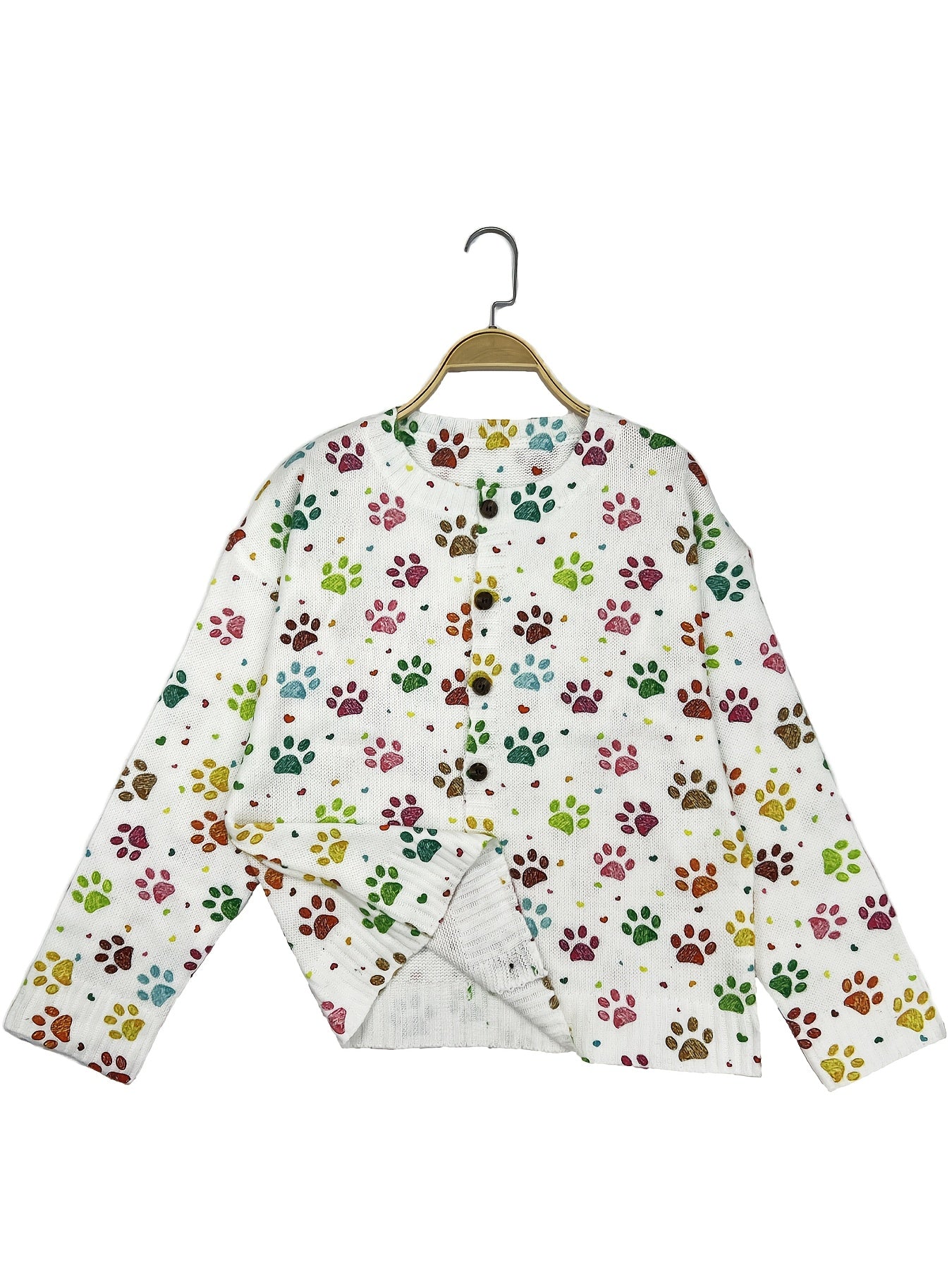 Women Long Sleeve Cardigan with Digital Print Stylish Autumn Spring Thin Sweater