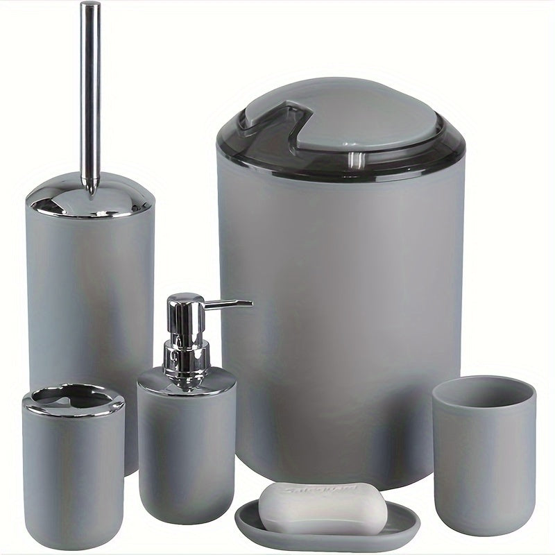 6-Piece Bathroom Accessories Set Grey for Countertop Decor and Gifts