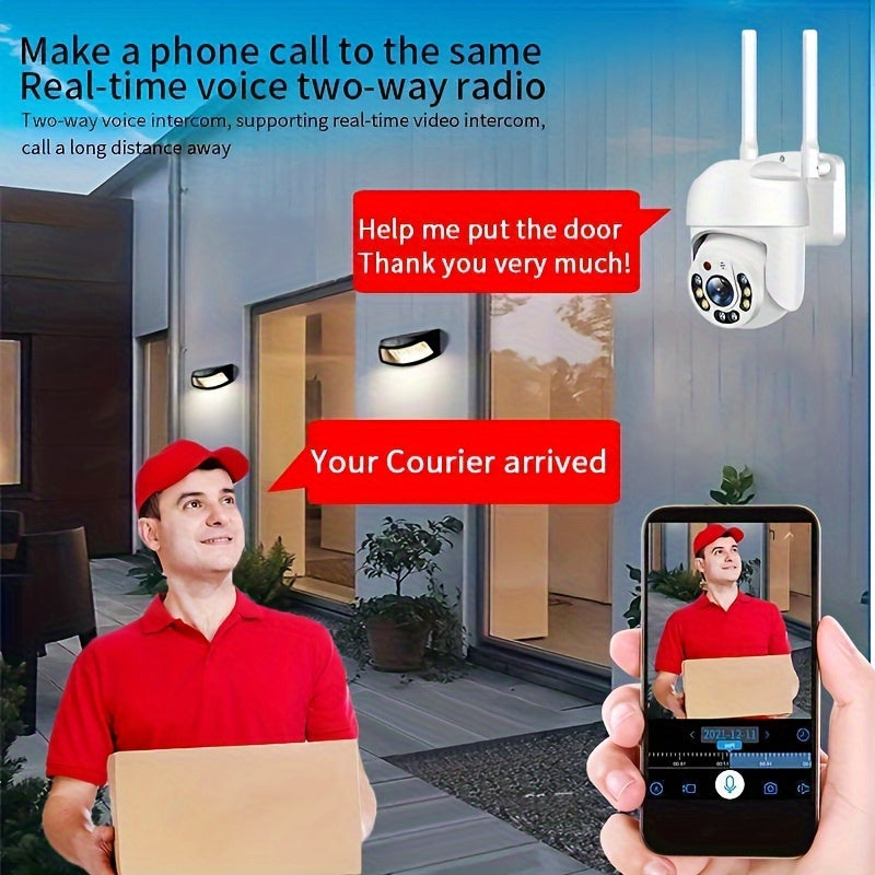 Outdoor WiFi Security Camera with 1080p Full Color Night Vision AI Human Detection and Two-Way Audio