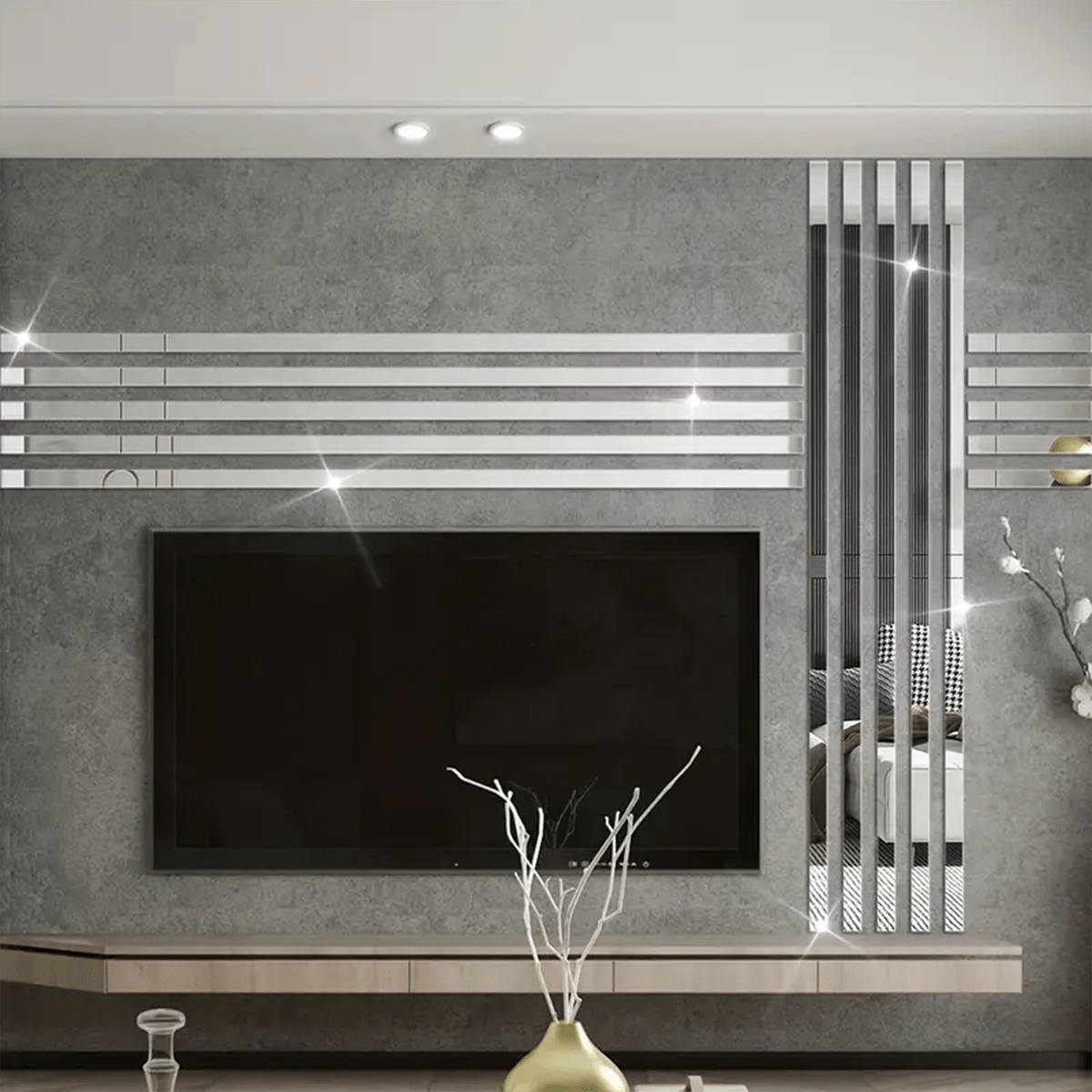 10 серебристых зеркальных декоративных полос самоклеящаяся настенная живопись для домашнего декора