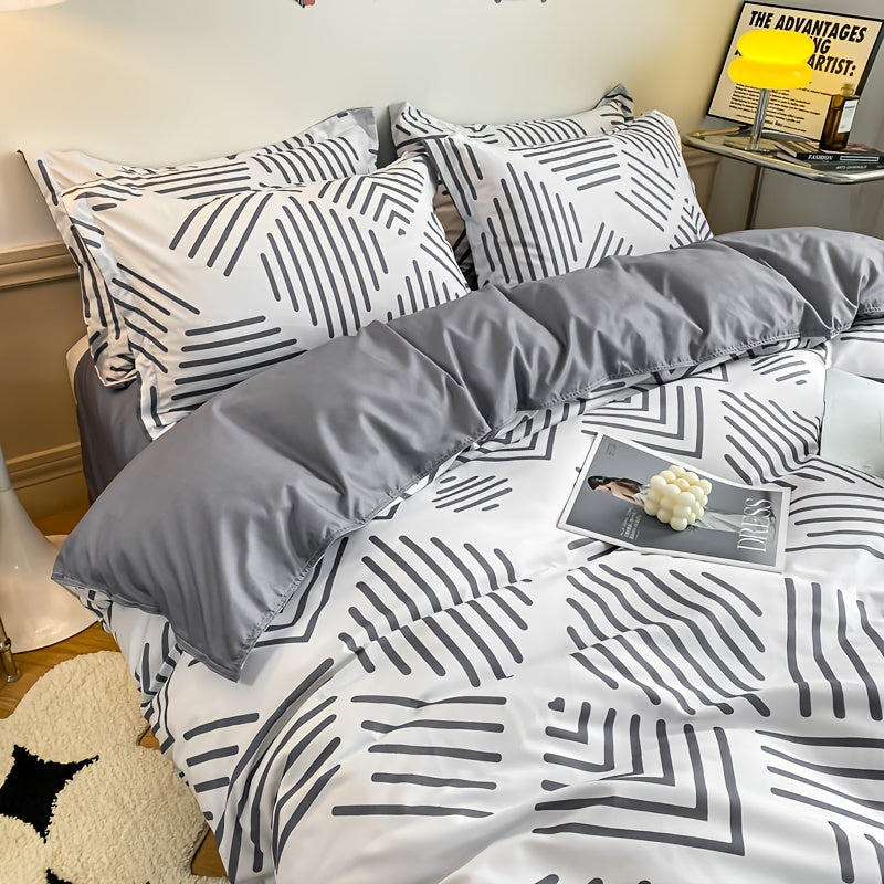 Yumshoq nafas oladigan geometrik yostiq qoplami, barcha mavsumlar uchun chuqur choʻntaklar bilan