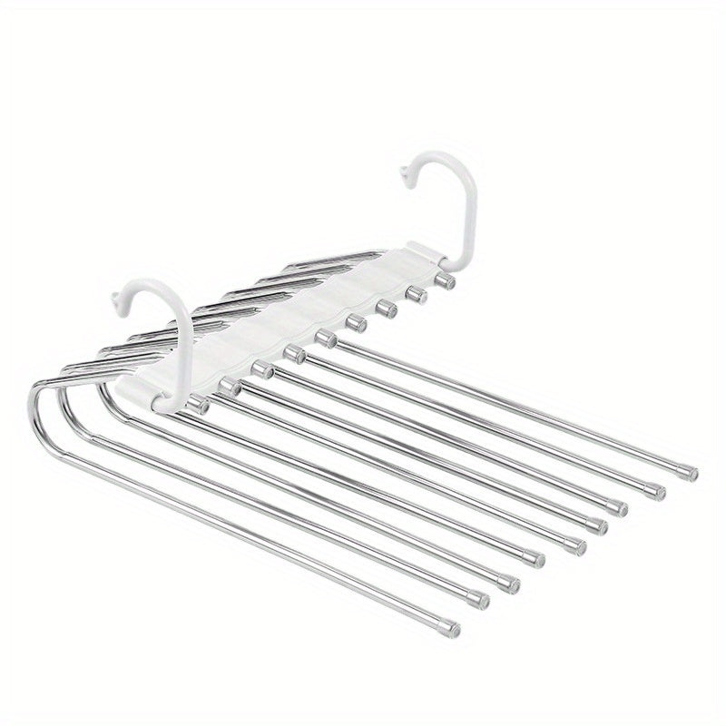Stainless Steel Multi-Functional Trouser Hanger with Foldable Layers for Wardrobe Storage
