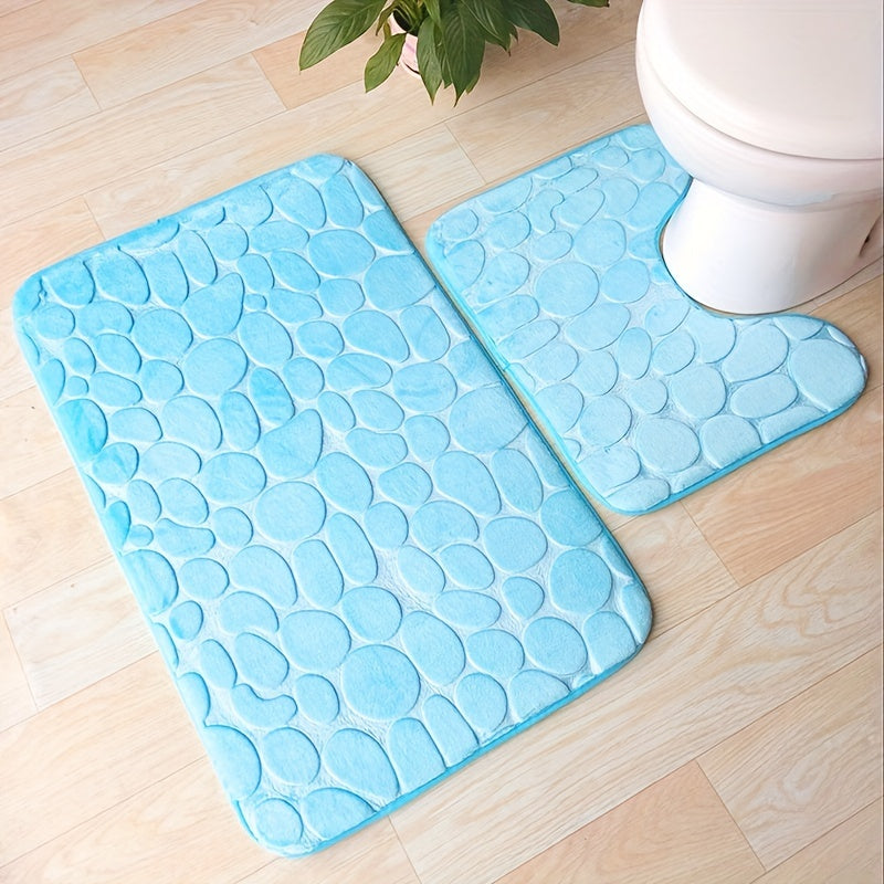 Conjunto de alfombrillas de baño antideslizantes en relieve con espuma viscoelástica, absorbentes y de secado rápido