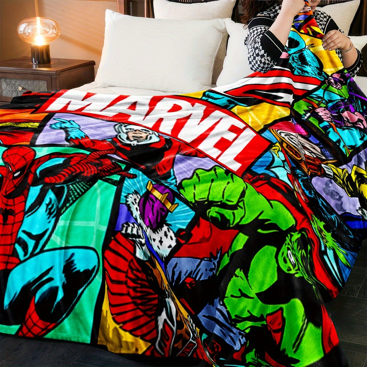 Superhero Plush Throw Blanket Digital Print All-Season Sofa Bed Travel Camping Gift