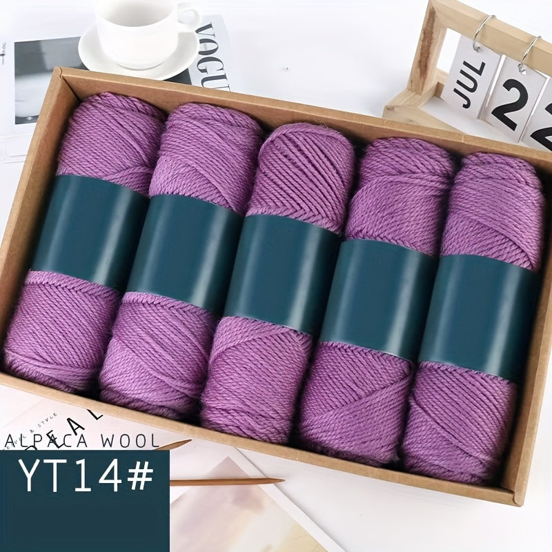 Camel Wool Yarn Pack of 5 Balls 500g Medium Thickness for Knitting Sweaters Scarves