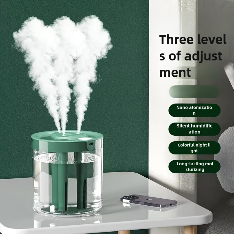 USB-Powered Humidifier with Triple Jet Technology 3-Speed Mist Warm Night Light for Home Office Dorms