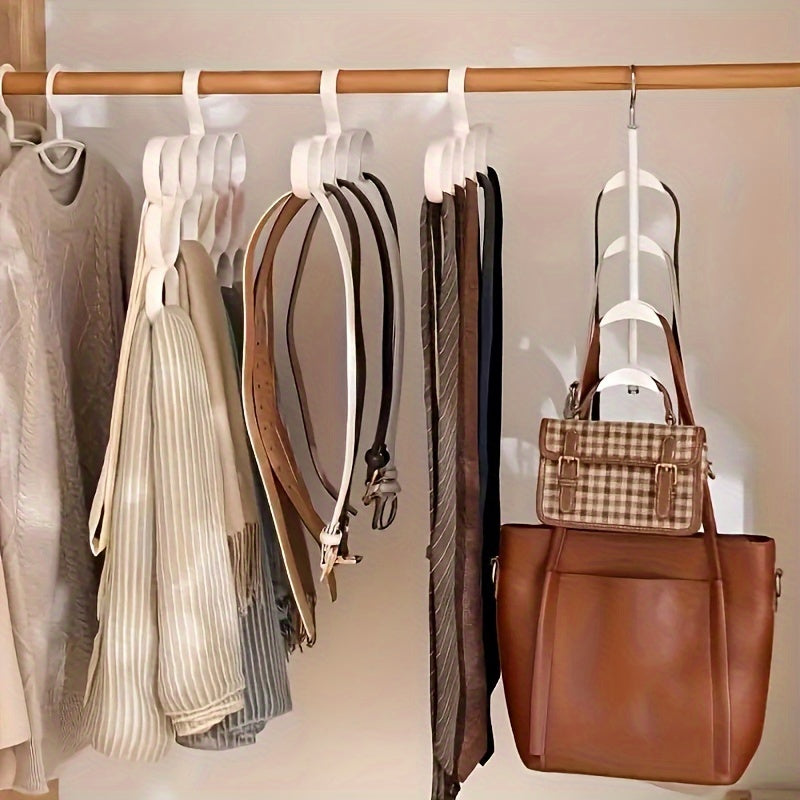 Iron Bag Hooks with Rotating Design, Portable Wardrobe Organizer for Ties Hats Scarves