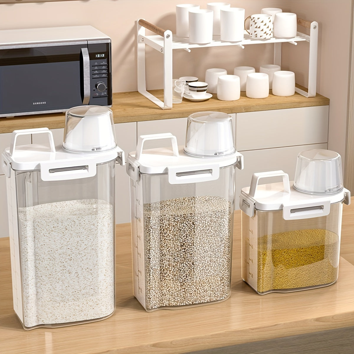 Leak-Proof Square Food Storage Container for Grains Nuts Flour Rice