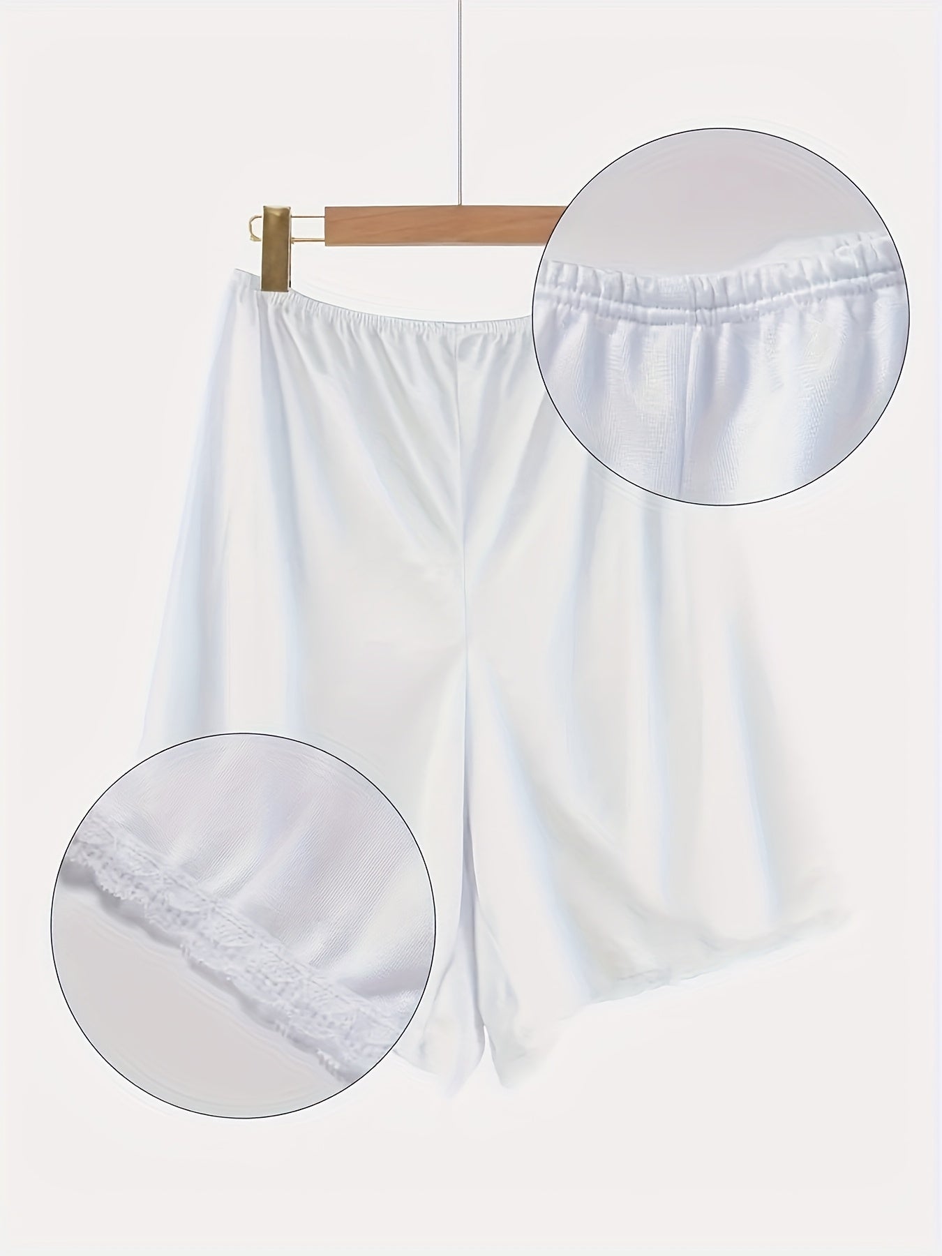 Women's Satin Shorts Ruffled Hem Lightweight Casual Beige Plus Size