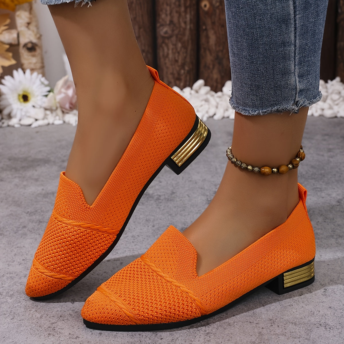 Women’s Slip-On Pointed Toe Loafers Breathable Fabric PVC Sole All-Season Comfort
