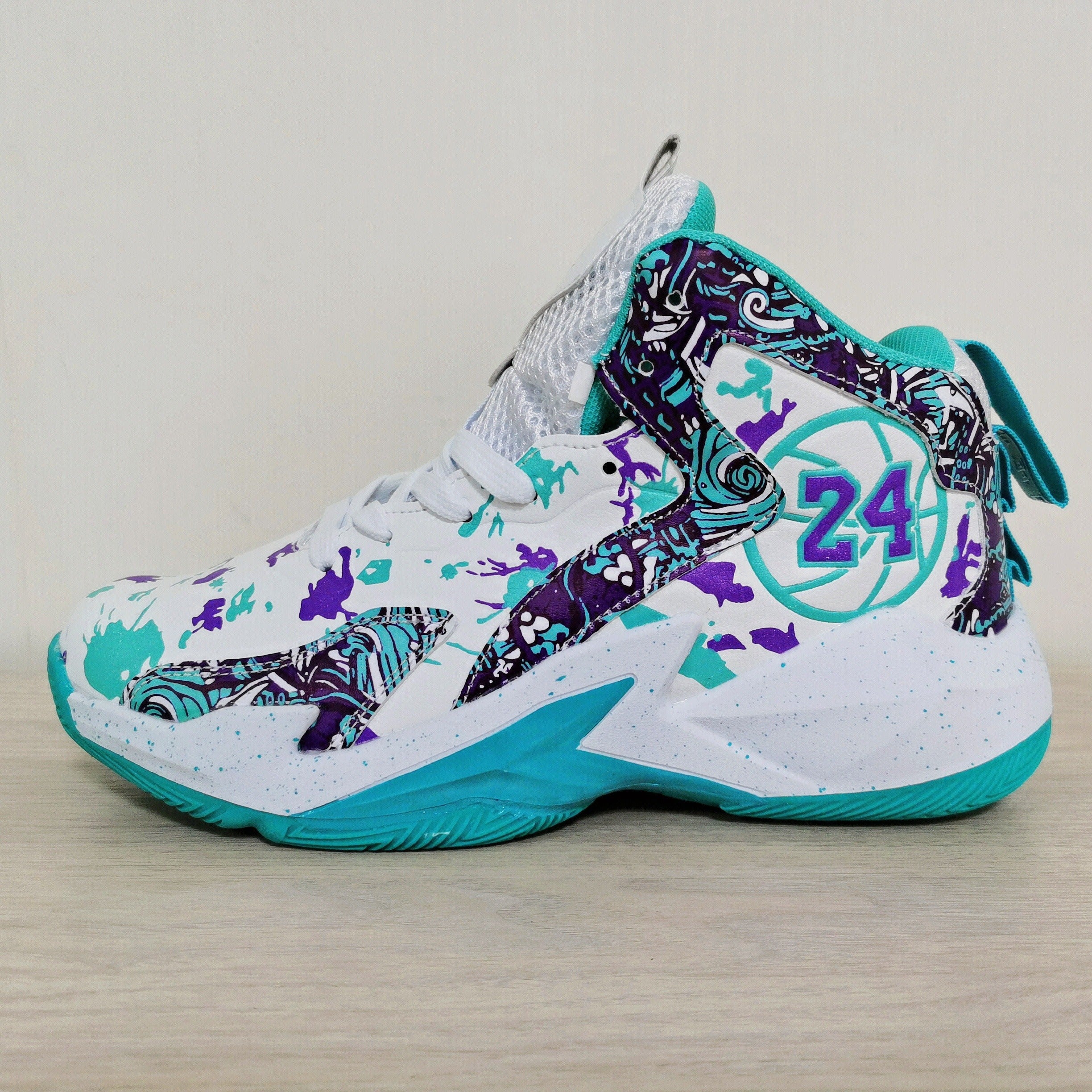 Color Block Basketball Shoes for Men Non-Slip Durable Outdoor Sneakers