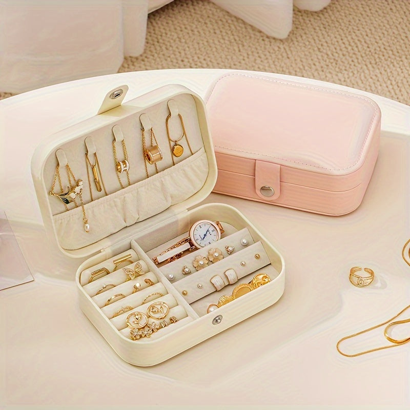 Organizador de joyas de viaje para collares, anillos, pendientes, a prueba de agua, portátil, rosa, naranja, negro