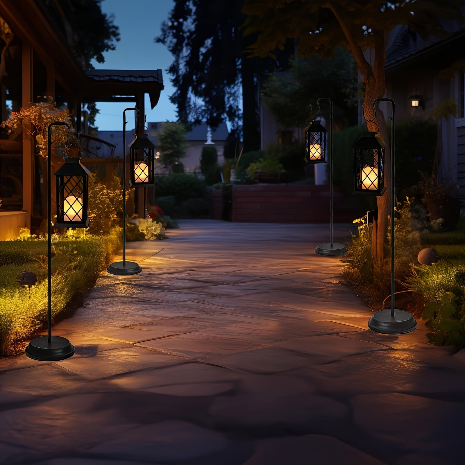 Solar Powered Outdoor Candle Light with Built-in LED Hanging Garden Yard Patio Porch