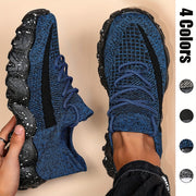 Men's Geometric Pattern Sports Sneakers Breathable Fabric Low Top Casual Running Shoes