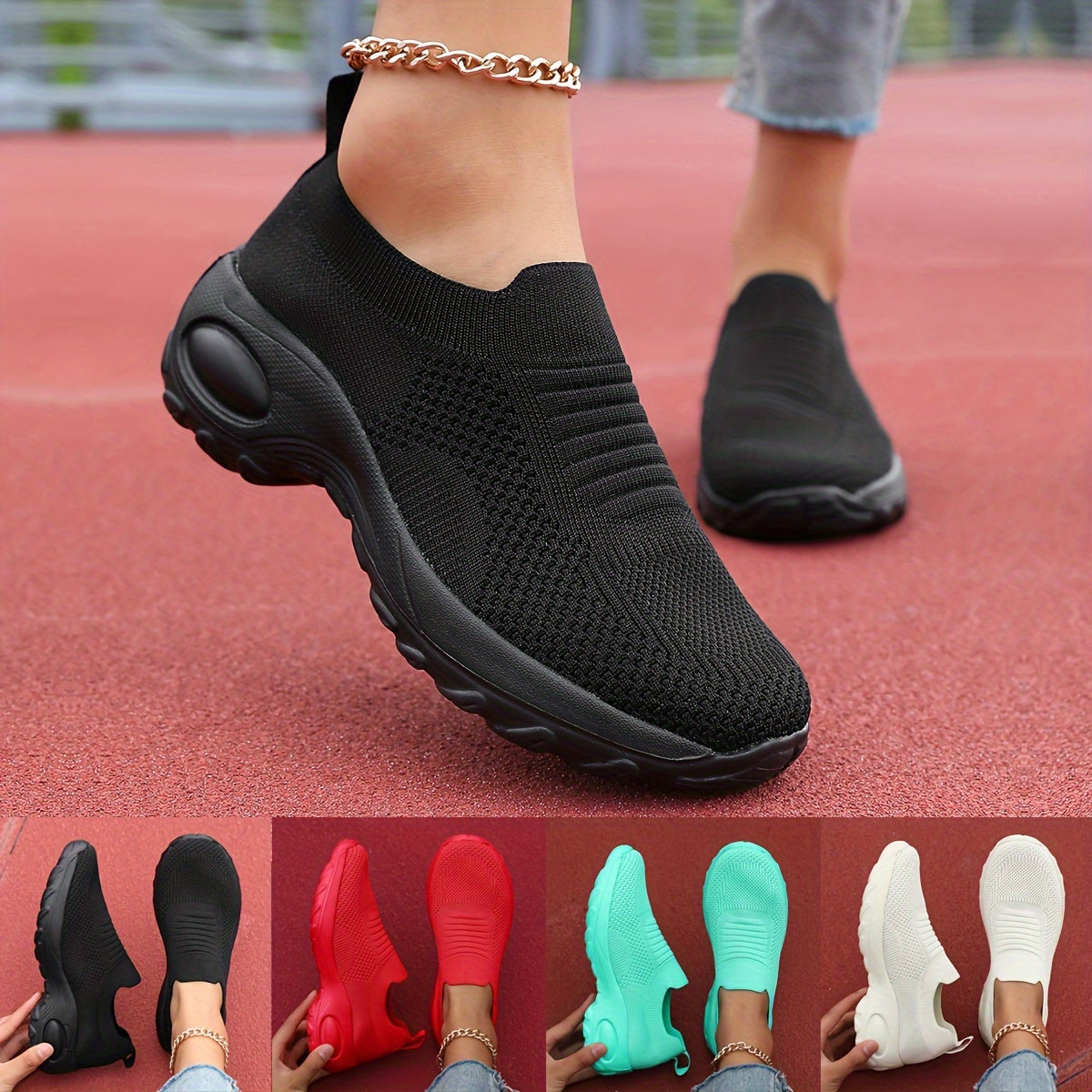 Women's Breathable Slip-On Platform Sneakers with Cushioned Comfort and Non-Slip EVA Sole