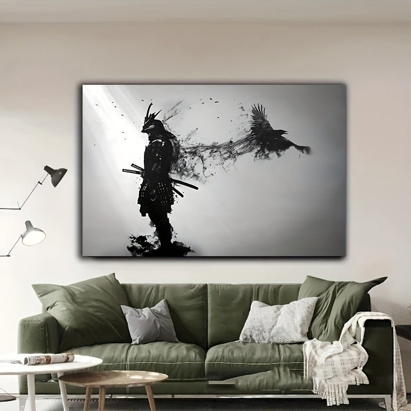 Black and White Japanese Samurai Wall Art Poster Canvas Painting for Living Room Decor