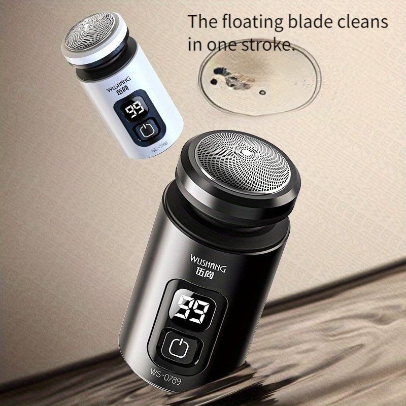 Afeitadora eléctrica portátil para hombres con resorte, recargable por USB, con pantalla LED