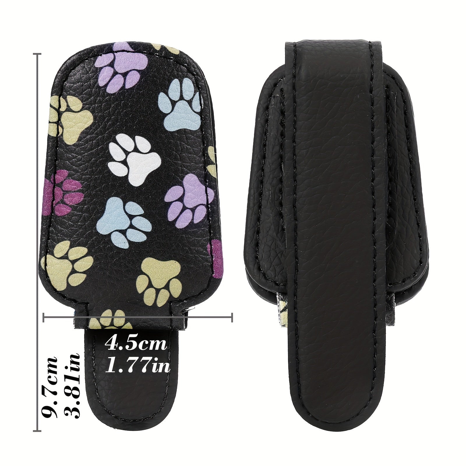 Unisex Faux Leather Magnetic Sunglasses Holder for Car Sun Visor