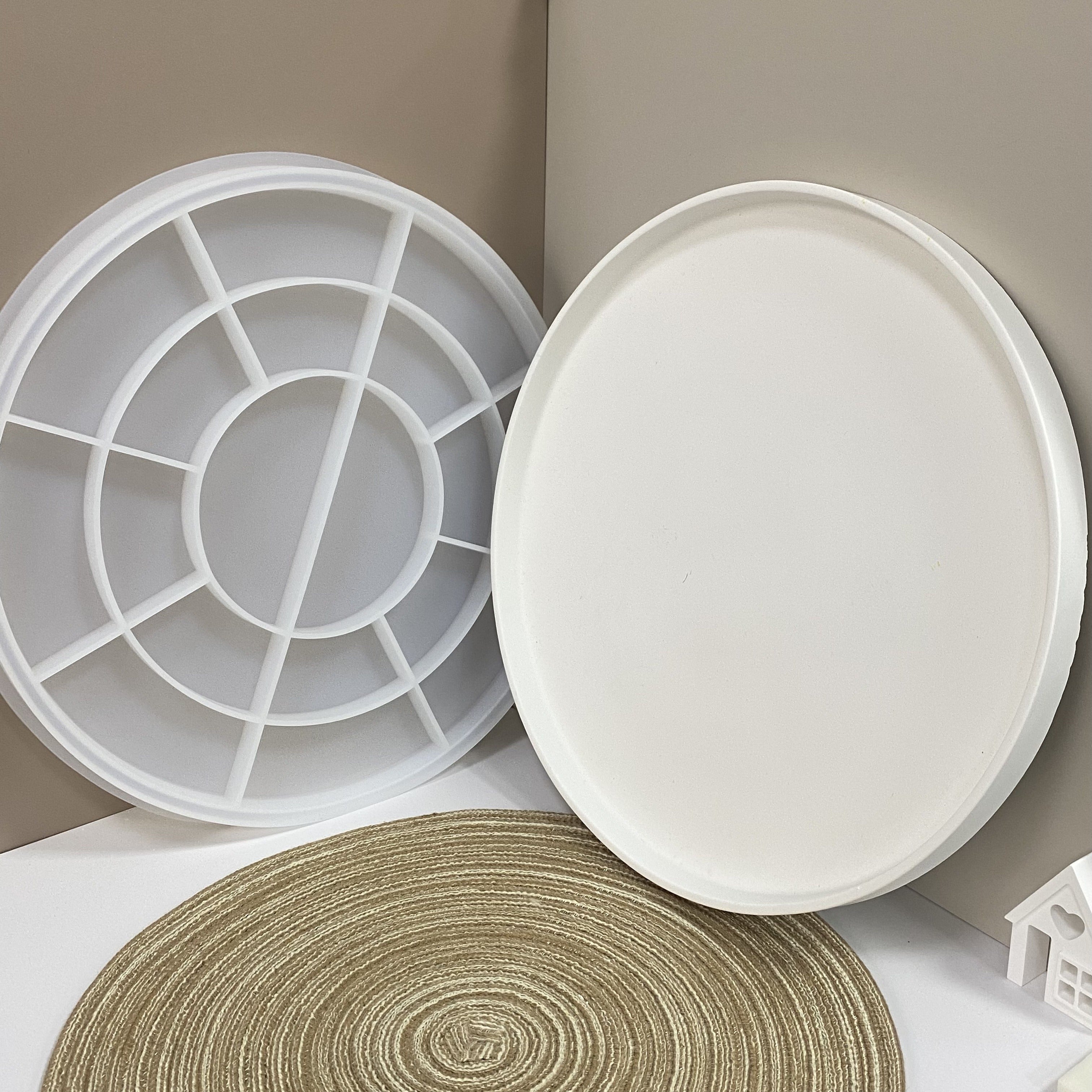 Large Round Silicone Mold for Concrete Epoxy Clay Plaster Fruit Tray Crafting