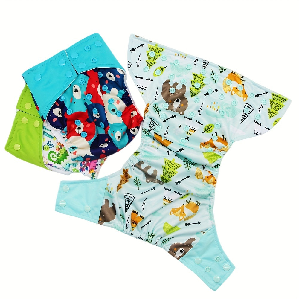 3-Piece Reusable Cloth Diaper Set for Infants 0-2 Years Adjustable Washable