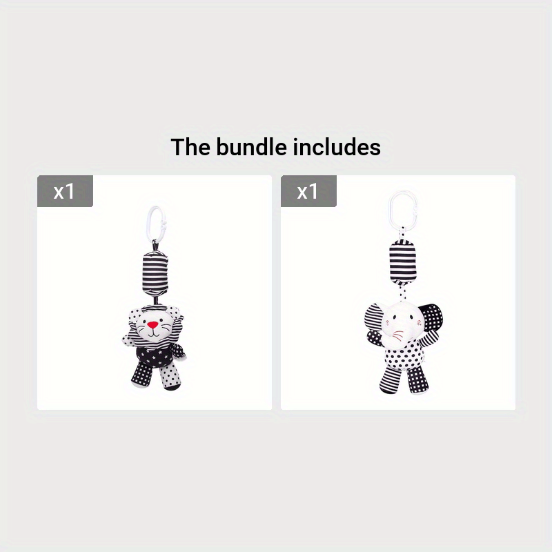 Yangi tug'ilganlar uchun qora va oq rangdagi bolalar o'yinchoq osilgan yumshoq shovqinchoq, yotadigan chakka uchun ta'limiy o'yinchoq