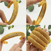 Set of 4 Gold-Plated Zinc Alloy Bangles with Dubai Ball Design for Women