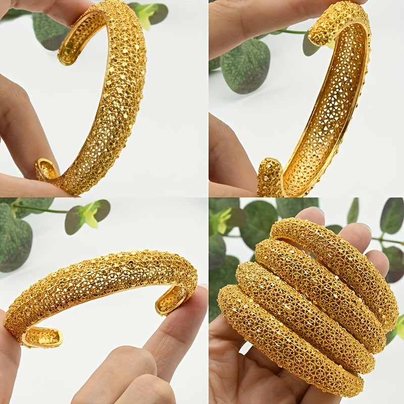 Set of 4 Gold-Plated Zinc Alloy Bangles with Dubai Ball Design for Women