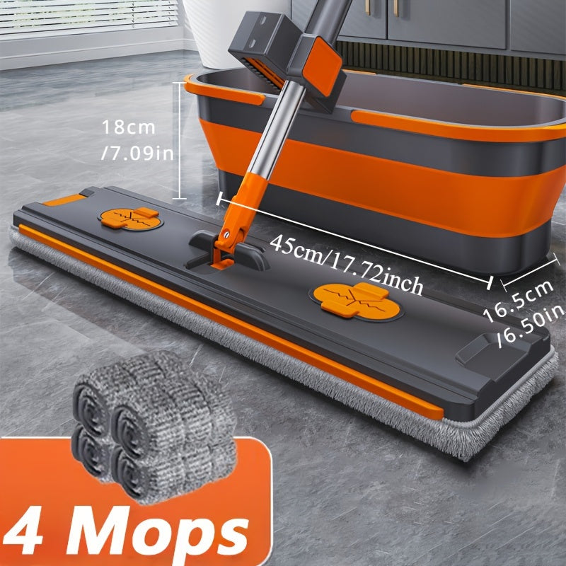 Oson tozalash - Oson tozalanadigan o'z-o'zidan siqiladigan tekis mop to'plami - 360° aylanish, qo'l bilan ishlatmasdan mikroto'qimalar yostiqlari, yashash xonasi, yotoqxona, hammom va oshxona uchun